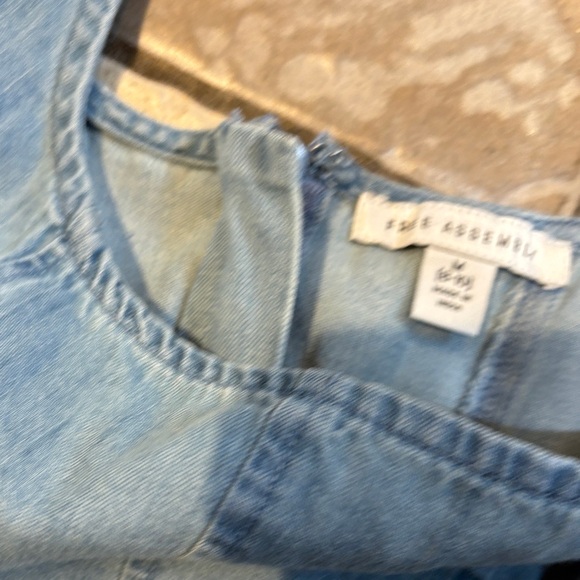 New Free Assembly Blue Denim Dress with Polka Dots - Picture 4 of 7